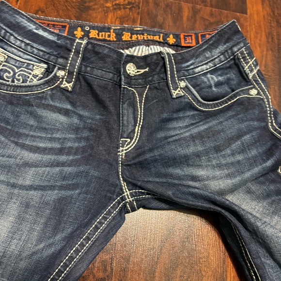 Rock Revival Jody Boot Dark Blue Boot Cut Jeans Y2K Vintage Size 31 EUC - Picture 6 of 16